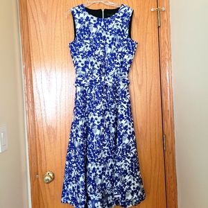 NWT, DONNA KARAN, Designer, Sleeveless Dress, Royal Blue White, Woman's, 6